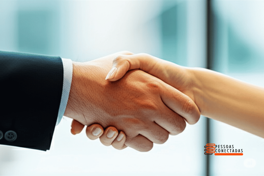 Aperto de mãos simbolizando parceria de sucesso