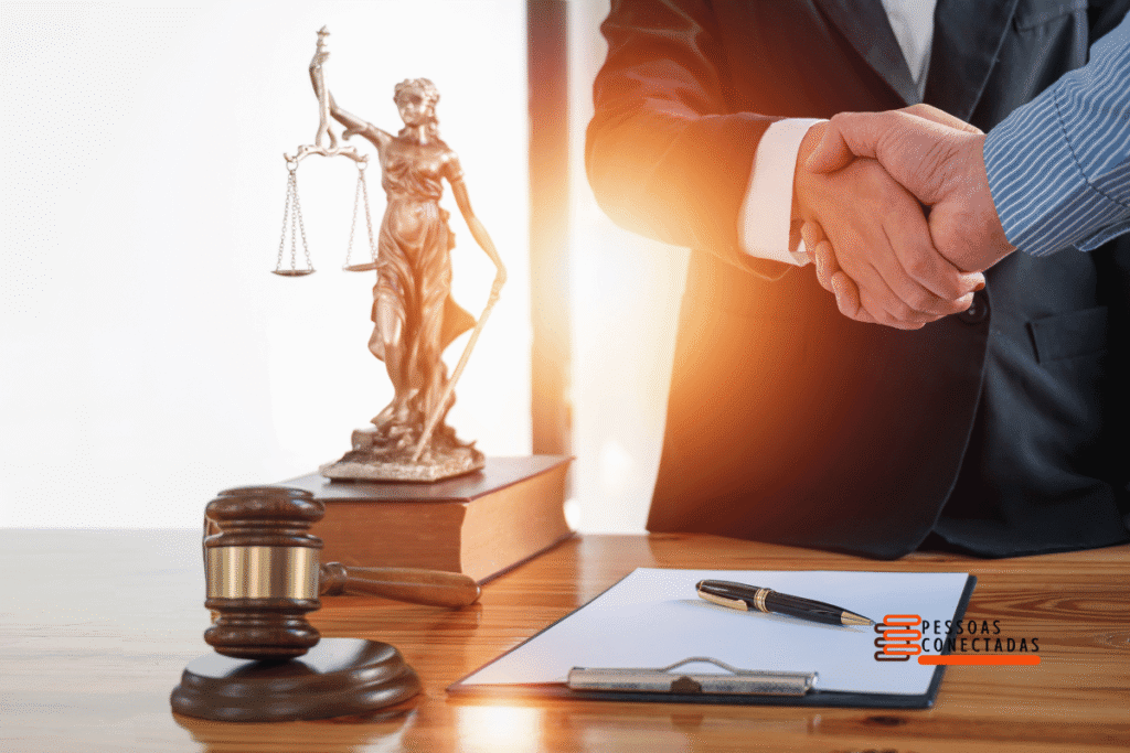 Representação legal com papel e caneta